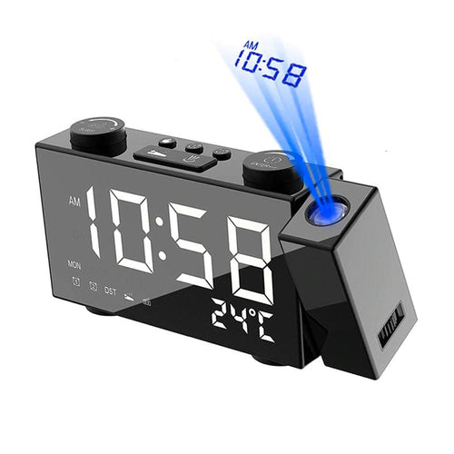 Radio Réveil Projecteur Horloge LED-Reveilleur