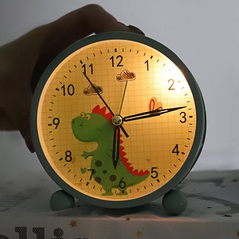 Réveil Dinosaure Vert Sauge Éducatif - Dimensions de 11.5x11 CM-Reveilleur