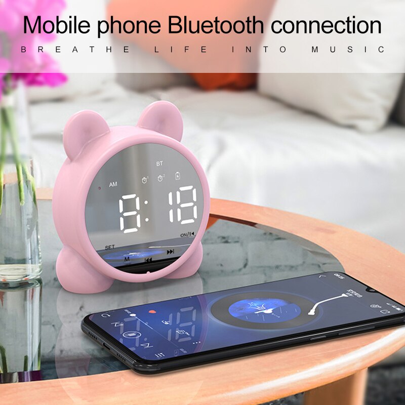 Adorable reloj despertador luminoso con forma de gato conectado