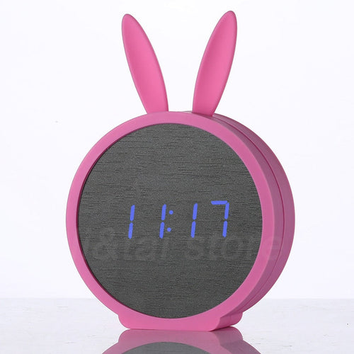 Réveil Lapin LED Bois Commande vocale