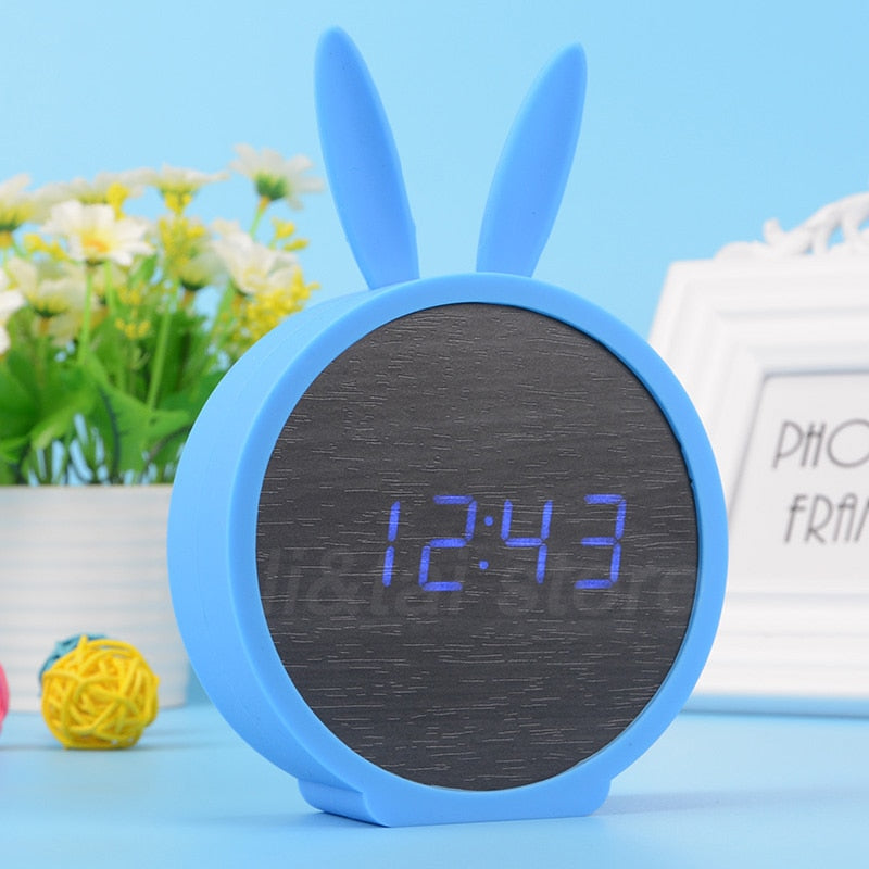 Réveil Lapin LED Bois Commande vocale