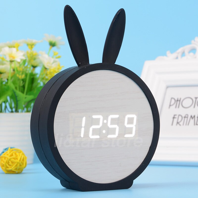 Réveil Lapin LED Bois Commande vocale