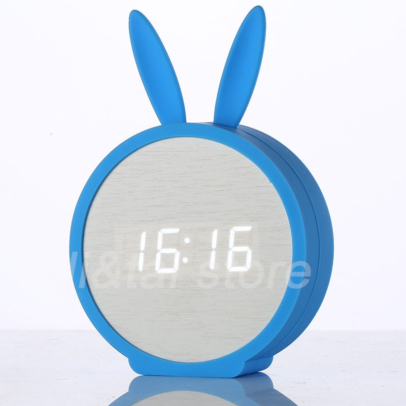 Réveil Lapin LED Bois Commande vocale