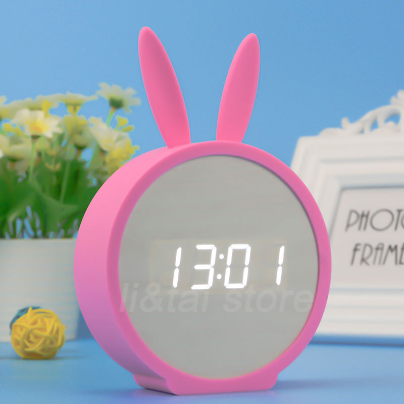 Réveil Lapin LED Bois Commande vocale