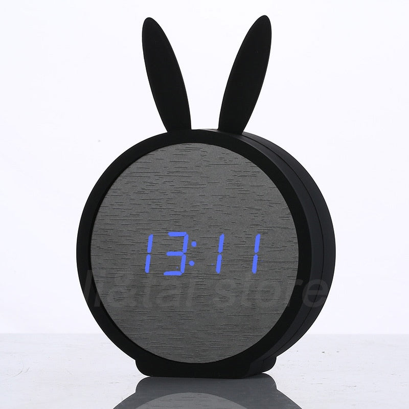 Réveil Lapin LED Bois Commande vocale