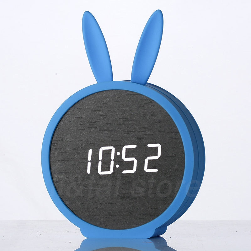 Réveil Lapin LED Bois Commande vocale