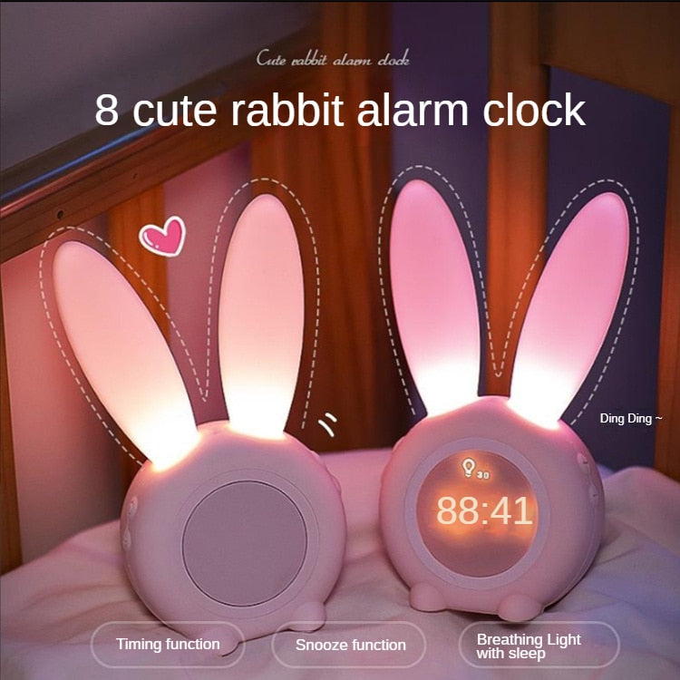 Réveil Lapin Veilleuse LED Rechargeable - Dimensions de 17.5x7.2 CM-Reveilleur