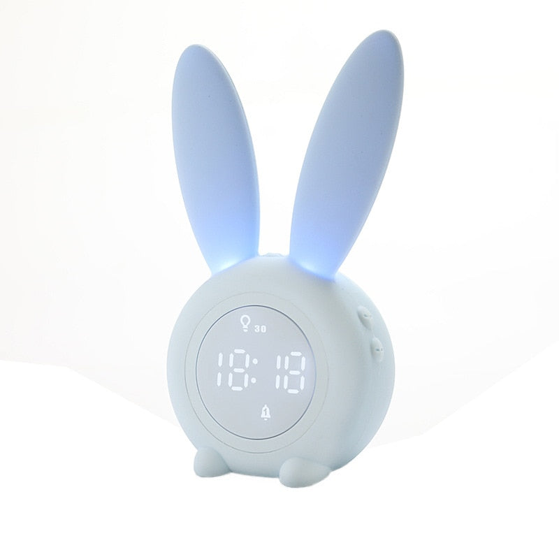 Rabbit Alarm Clock Rechargeable LED Night Light - Dimensions of 17.5x7.2 CM
