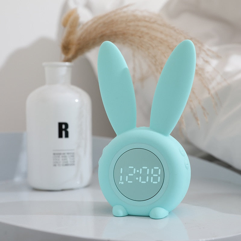 Rabbit Alarm Clock Rechargeable LED Night Light - Dimensions of 17.5x7.2 CM