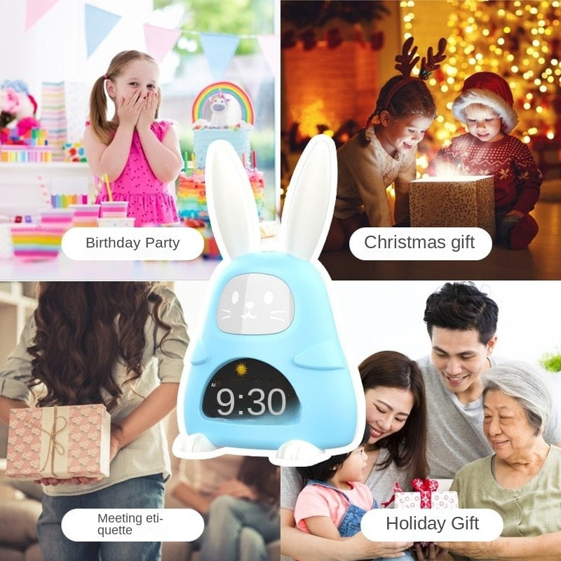 Réveil Lapin Numérique Veilleuse sept couleurs - Dimensions de 20x12 CM