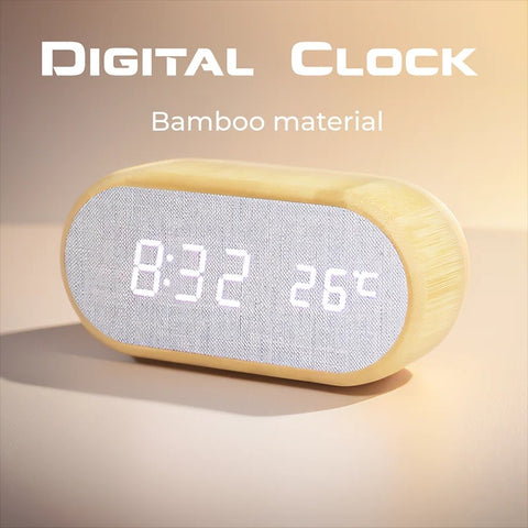 Reloj despertador de madera en forma de cubo (bambú)