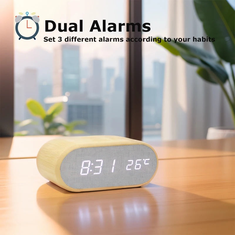 Cube Wood Alarm Clock (Bamboo)