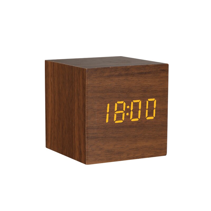 Cube wood imitation alarm clock