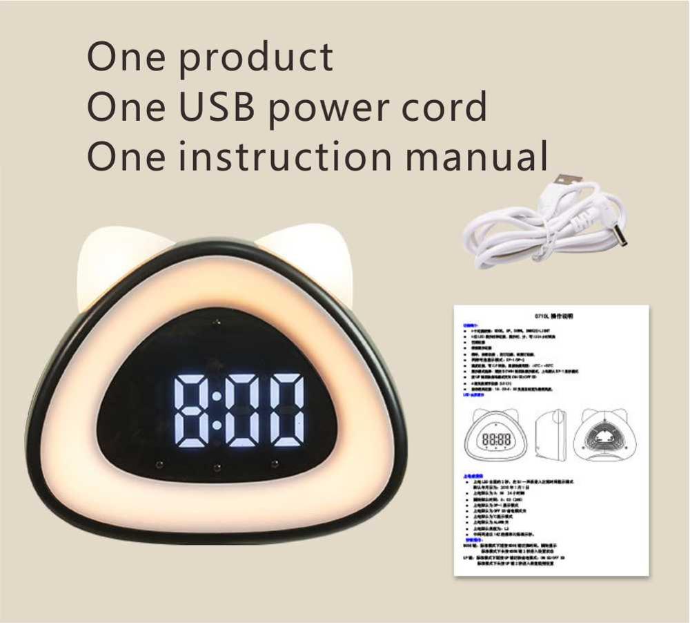 Modern Cat Alarm Clock LED USB 