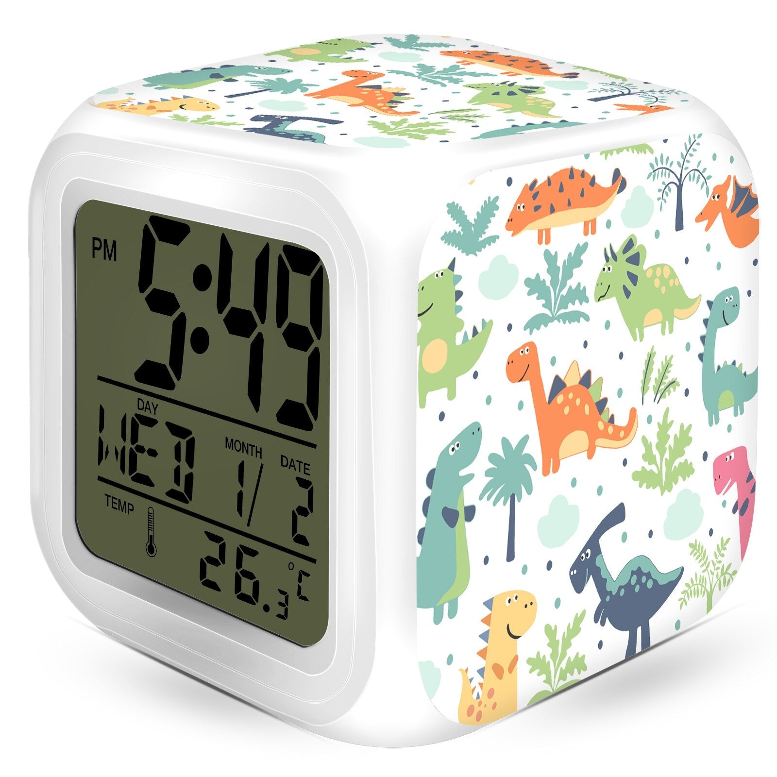 Cube Dinosaur Alarm Clock - Dimensions of 8x8 CM