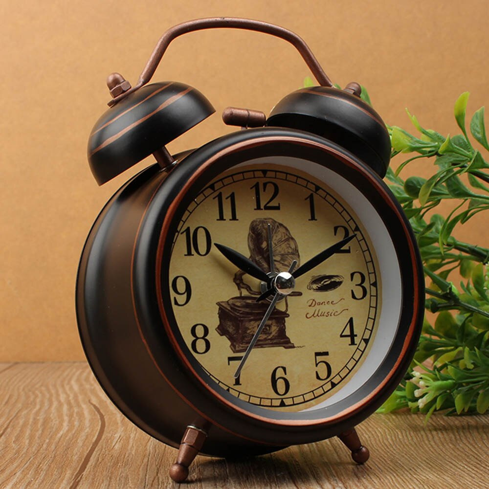 Vintage gold record player alarm clock