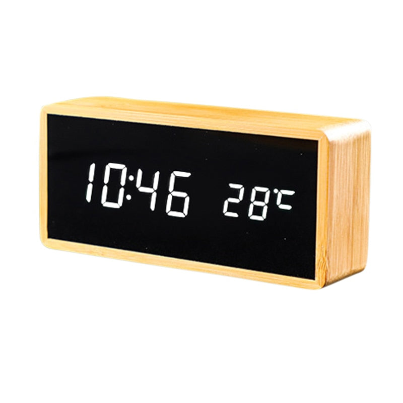 Rectangular wooden outline alarm clock