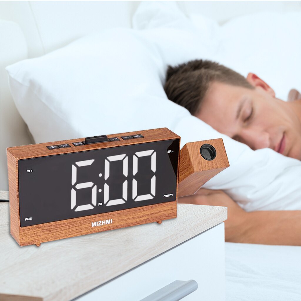 Wooden projector alarm clock