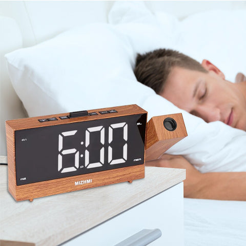 Wooden projector alarm clock