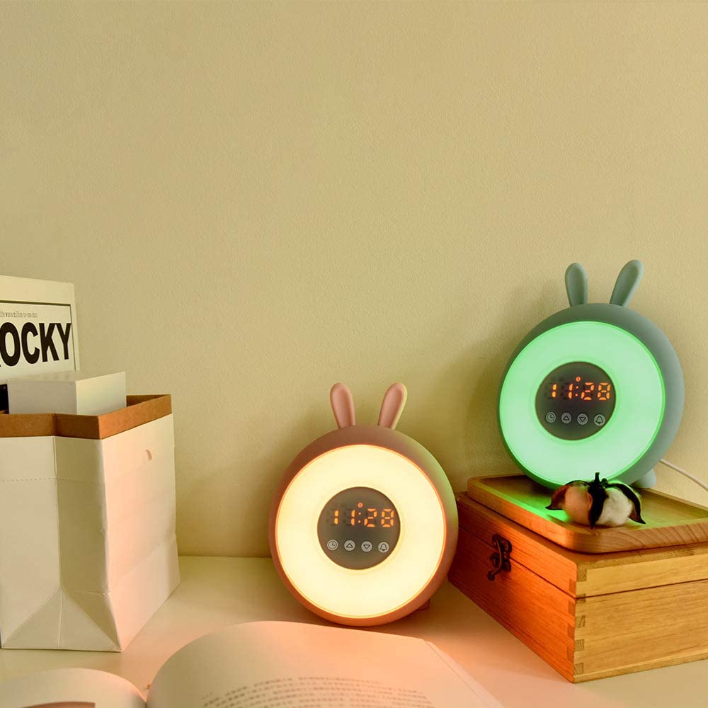 Rabbit Alarm Clock Small LED Night Lights - Dimensions of 15x15 CM