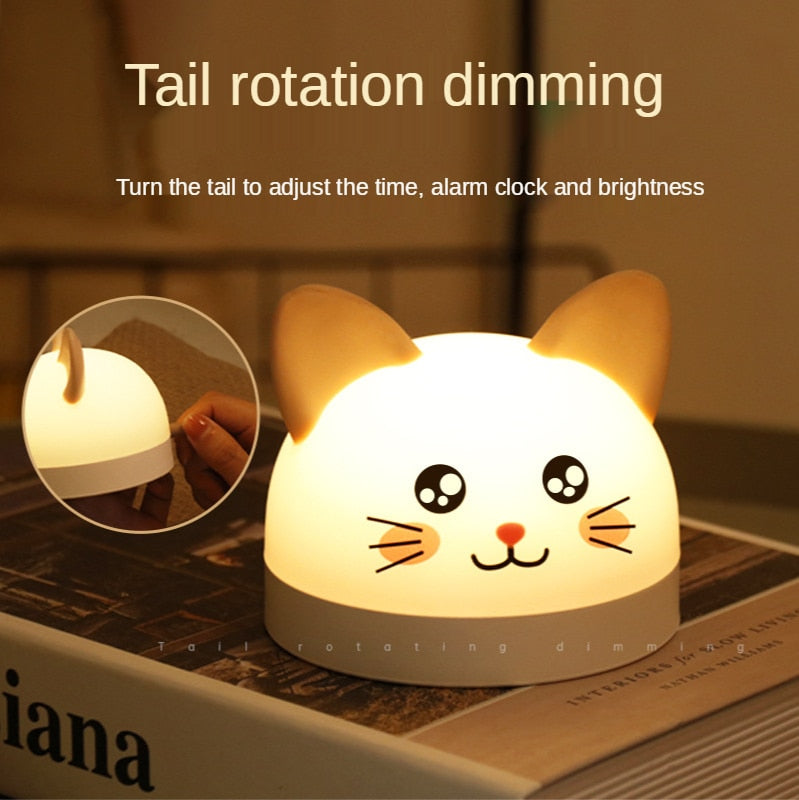 Children's LED Alarm Clock - Cat Electronic Night Light