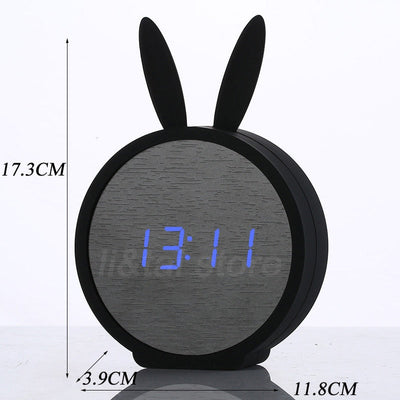 Despertador LED Conejo de Madera Control por voz - Dimensiones 17x4 CM