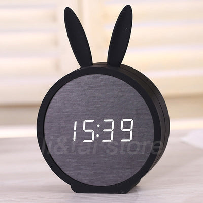 Rabbit LED Wood Alarm Clock Voice control - Dimensions of 17x4 CM