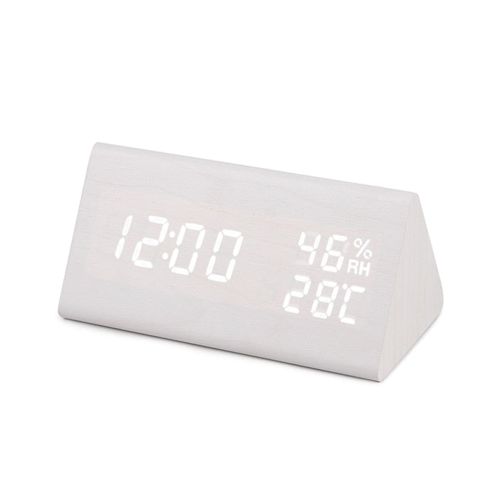 Prism gray wood alarm clock