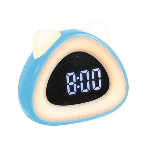 Reloj despertador moderno con forma de gato LED USB 