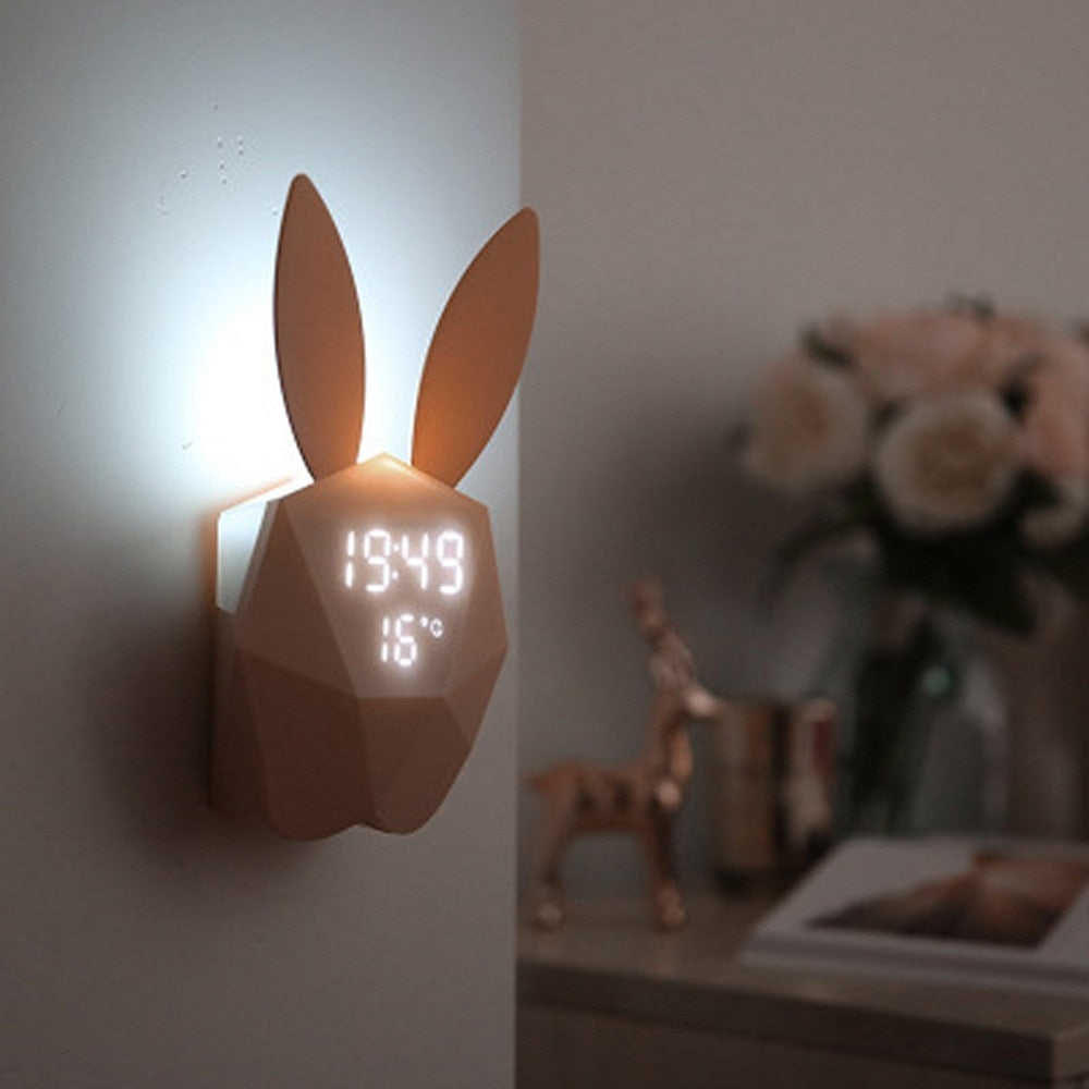 Réveil Lapin Muet Veilleuse LED Magnétique Température - Dimensions de 12x5 CM