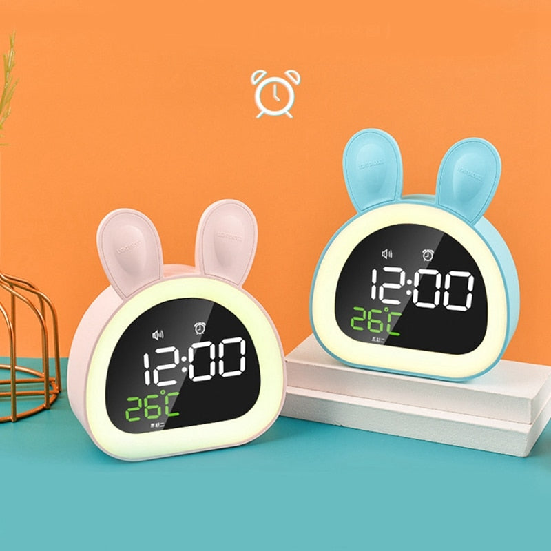 Reloj despertador digital con forma de conejo con LED silencioso - Dimensiones de 15x12 CM