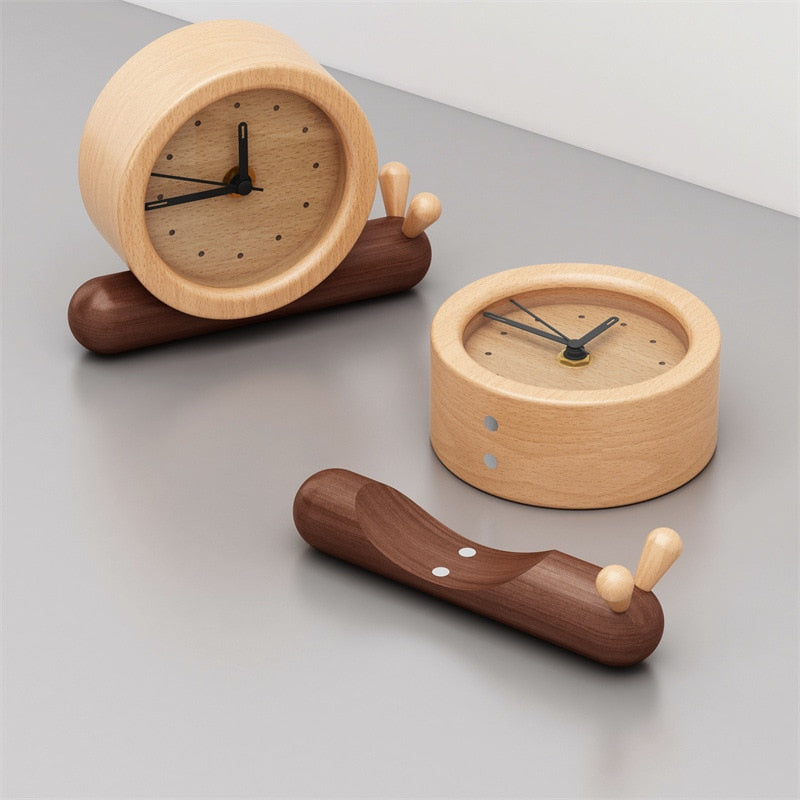 Analogue Wooden Cat Alarm Clock