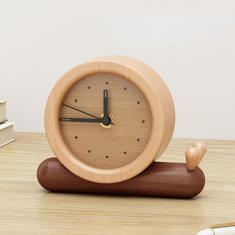 Analogue Wooden Cat Alarm Clock