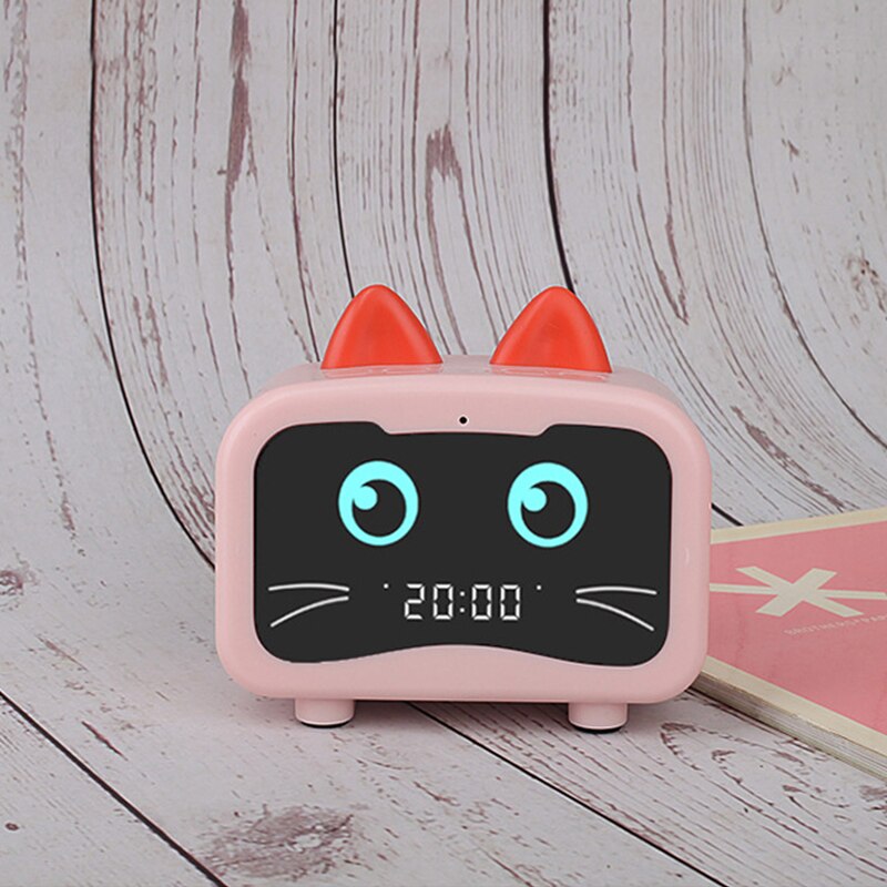 Radio despertador lindo gato rosa