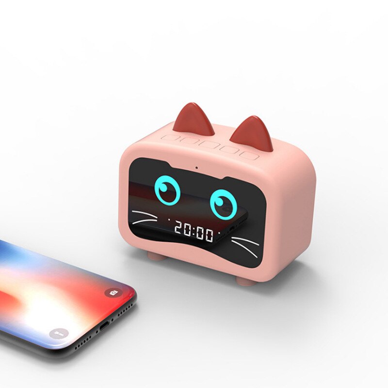 Radio despertador lindo gato rosa