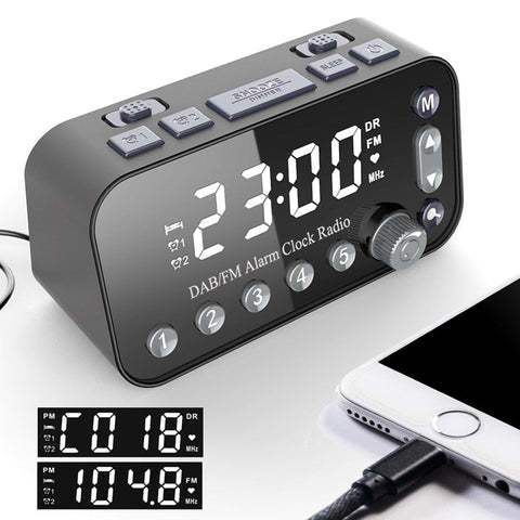 Black Alarm Clock Radio Elegant Design