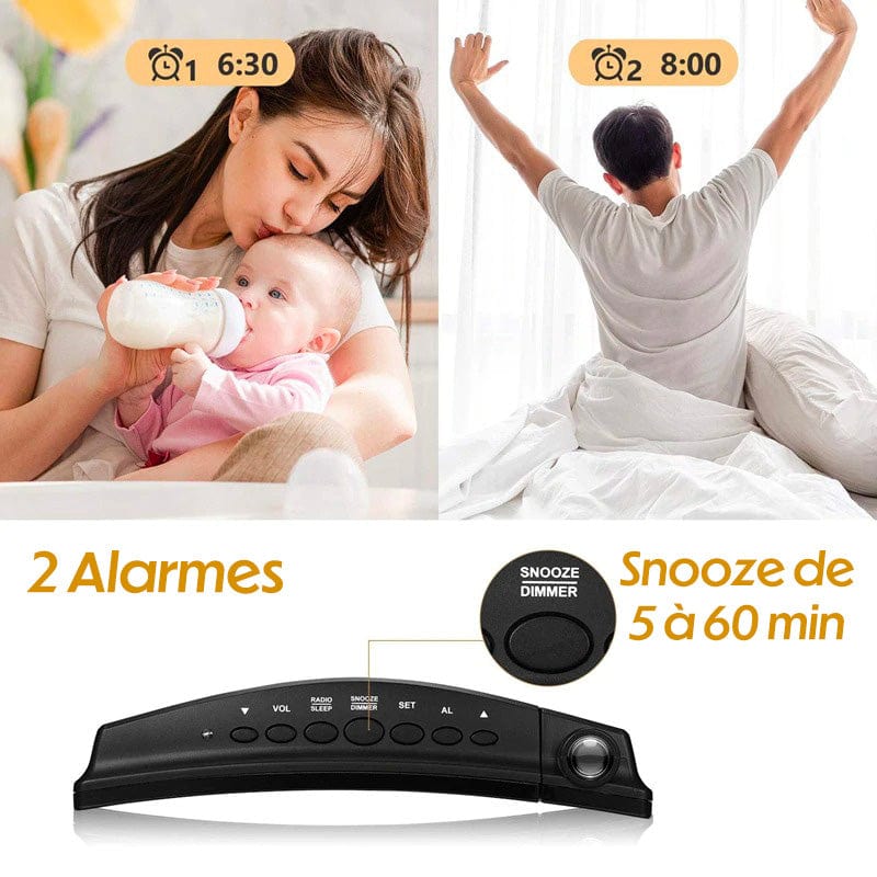 Alarm Clock Radio Curved LED Projector