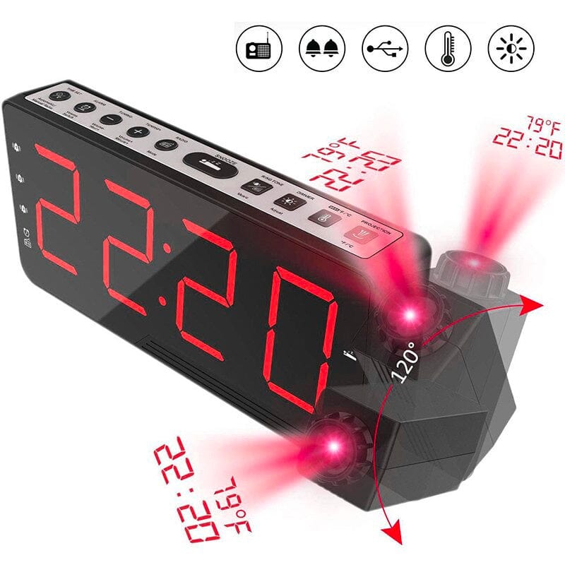 Radio Alarm Clock Projector Time And Temperature