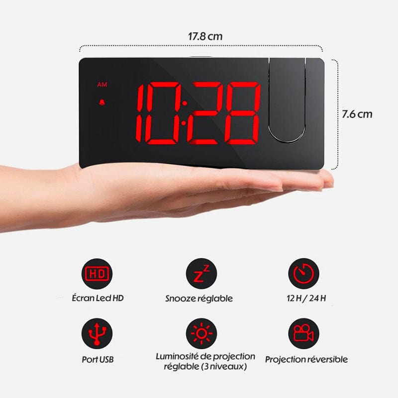 Reloj despertador con proyector de techo