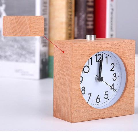 Square Wooden Alarm Clock - SQUARE