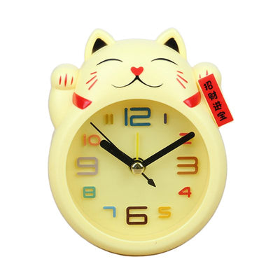 Reloj despertador con gato Maneki-neko (gato de la suerte chino)