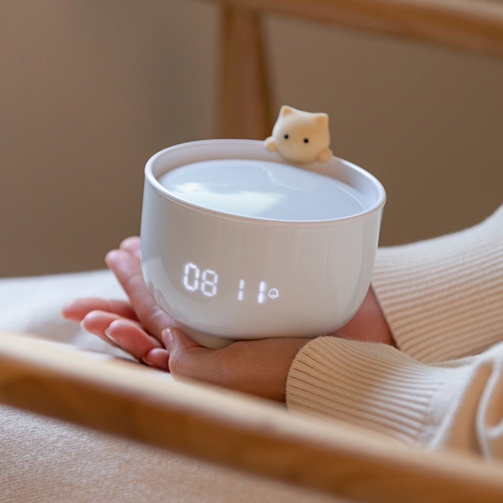 Alarm Clock Cat Mug Nightlight -Cookie Cat