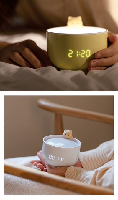 Alarm Clock Cat Mug Nightlight -Cookie Cat