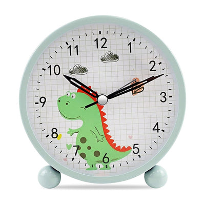Educational Sage Green Dinosaur Alarm Clock - Dimensions of 11.5x11 CM