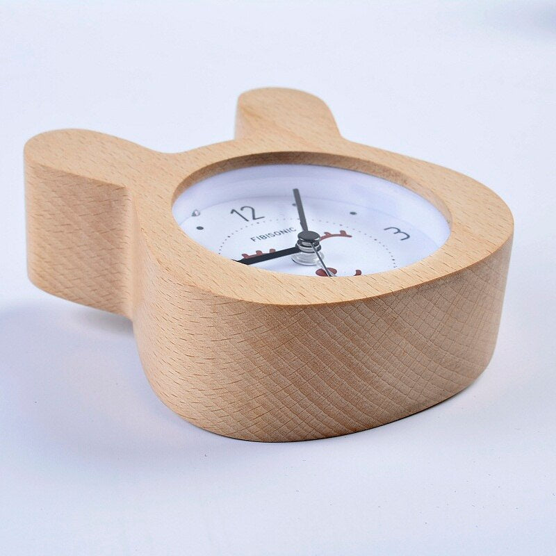 Rabbit Alarm Clock Wood Needles Modern