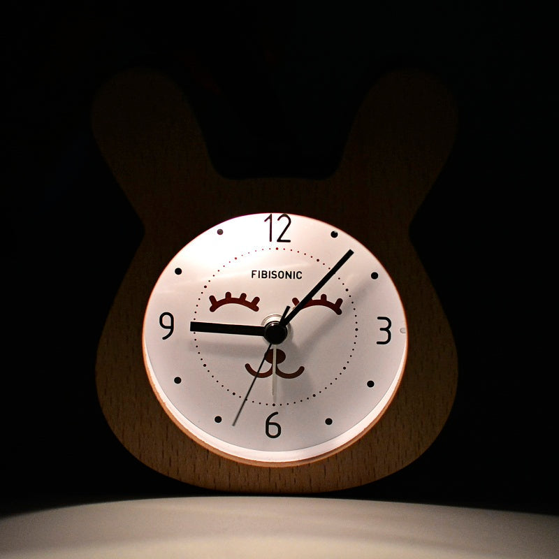 Rabbit Alarm Clock Wood Needles Modern