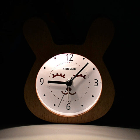 Rabbit Alarm Clock Wood Needles Modern