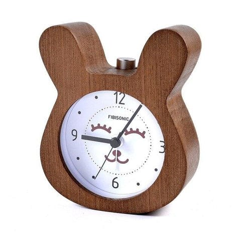 Reloj despertador de madera con forma de conejo