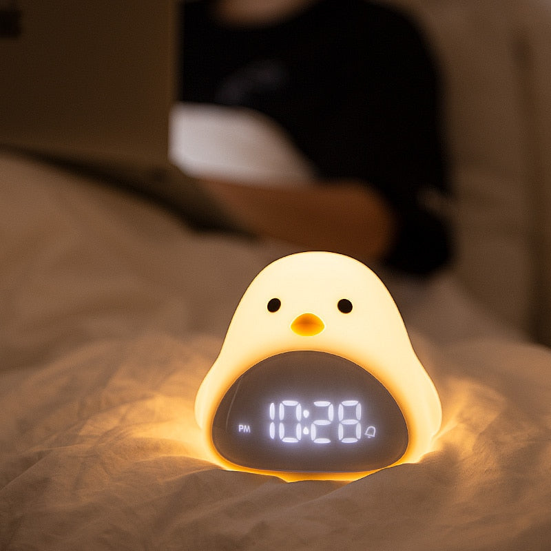 Adorable Chick Nightlight Alarm Clock - Dimensions of 13.5x10.8 CM