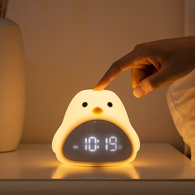Adorable reloj despertador con luz nocturna de pollito - Dimensiones de 13,5 x 10,8 cm